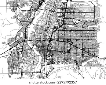 Vector city map of Albuquerque New Mexico in the United States of America with black roads isolated on a white background.