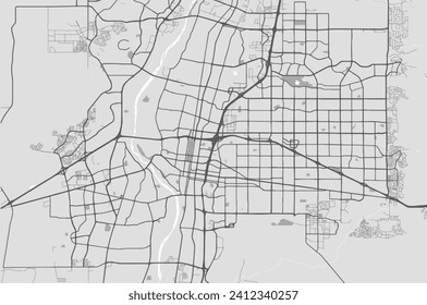 Vector city map of Albuquerque New Mexico in the United States of America with black roads isolated on a grey background.