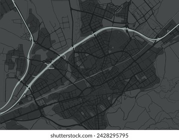 Vector city map of Alcala de Henares in Spain with white roads isolated on a grey background.