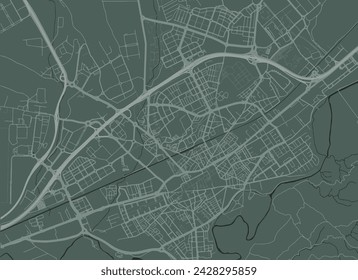 Vector city map of Alcala de Henares in Spain with white roads isolated on a green background.