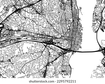 Vector city map of Alexandria Virginia in the United States of America with black roads isolated on a white background.