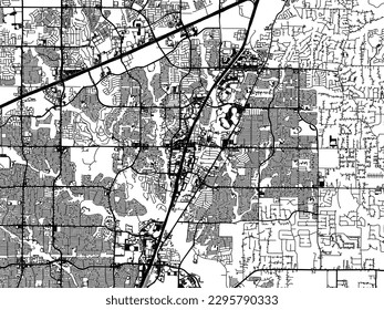 Vector city map of Allen Texas in the United States of America with black roads isolated on a white background.