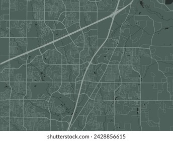 Vector city map of Allen Texas in the United States of America with white roads isolated on a green background.