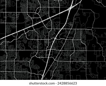 Vector city map of Allen Texas in the United States of America with white roads isolated on a black background.