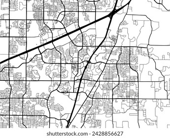 Vector city map of Allen Texas in the United States of America with black roads isolated on a white background.