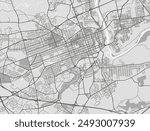 Vector city map of Allentown Pennsylvania in the United States of America with black roads isolated on a grey background.