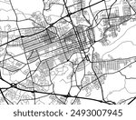 Vector city map of Allentown Pennsylvania in the United States of America with black roads isolated on a white background