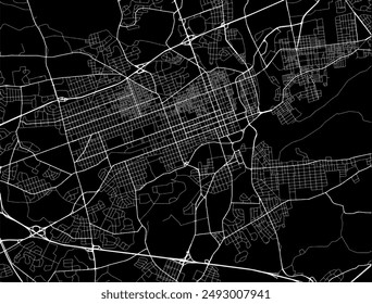 Mapa de la ciudad de Vector de Allentown Pennsylvania en los Estados Unidos de América con carreteras blancas aisladas sobre un fondo negro.