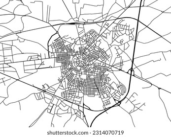 Vector city map of Altamura in Italy with black roads isolated on a white background.