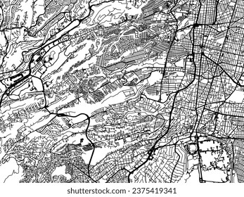 Vector city map of Alvaro Obregon in Mexico with white roads isolated on a black background.