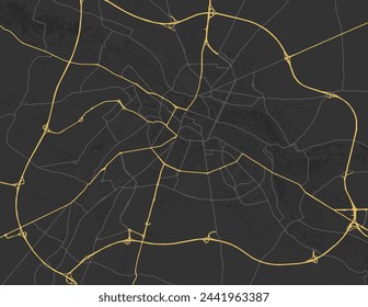 Vector city map of Amiens in the France with yellow roads isolated on a brown background.
