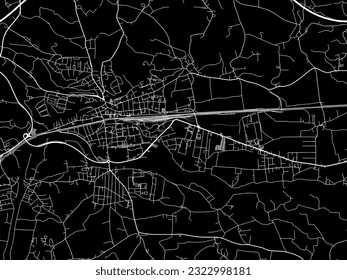 Vector city map of Amstetten in Austria with white roads isolated on a black background.