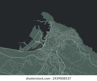 Vector city map of Ancona in Italy with white roads isolated on a green background.