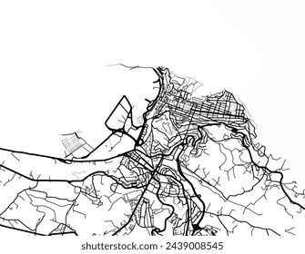 Vector city map of Ancona in Italy with black roads isolated on a white background.