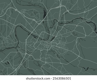 Vector city map of Angouleme in France with white roads isolated on a green background.