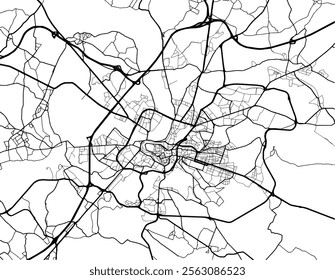 Vector city map of Angouleme in France with black roads isolated on a white background.