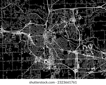 Stadtplan von Ann Arbor Michigan in den Vereinigten Staaten von Amerika mit weißen Straßen einzeln auf schwarzem Hintergrund.