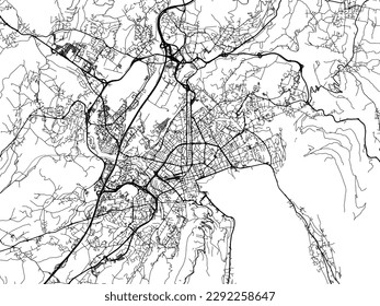 Vector city map of Annecy in the France with black roads isolated on a white background.