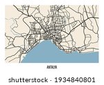 Vector city map. Antalya illustration. City map. Turkey