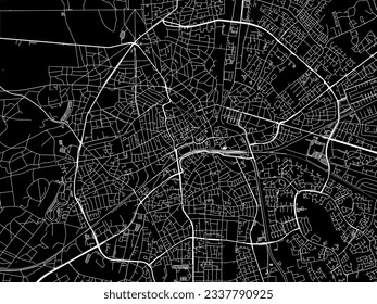 Vector city map of Apeldoorn Centrum in the Netherlands with white roads isolated on a black background.
