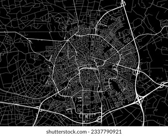Vector city map of Apeldoorn in the Netherlands with white roads isolated on a black background.