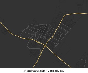 Vector city map of Arar in the Kingdom of Saudi Arabia with yellow roads isolated on a brown background.
