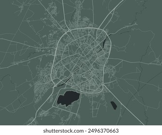 Vector city map of Ardabil in Iran with white roads isolated on a green background.