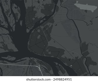 Vector city map of Arkhangelsk in the Russian Federation with white roads isolated on a grey background.