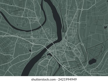 Vector city map of Arles in France with white roads isolated on a green background.