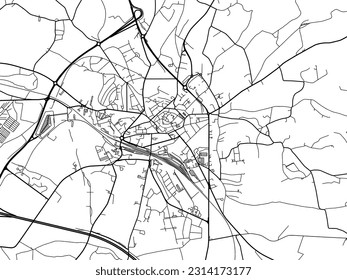 Vector city map of Arlon in Belgium with black roads isolated on a white background.