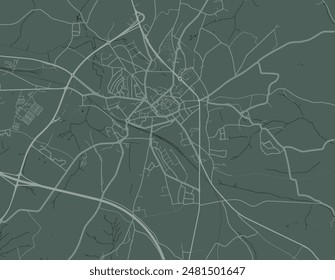 Vector city map of Arlon in Belgium with white roads isolated on a green background