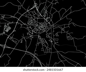 Vector city map of Arlon in Belgium with white roads isolated on a black background.