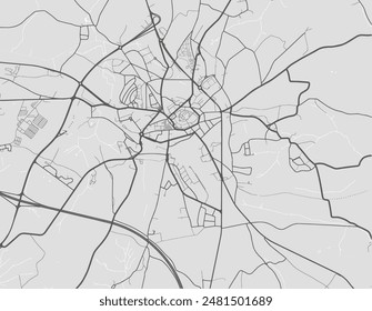 Vector city map of Arlon in Belgium with black roads isolated on a grey background.