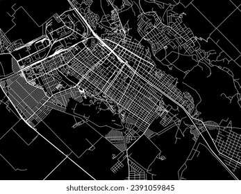 Vector city map of Armavir in the Russian Federation with white roads isolated on a black background.