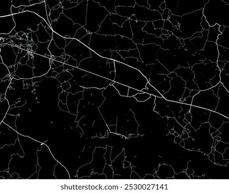 Vector city map of Asansol in the Republic of India with white roads isolated on a black background