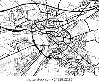 Vector city map of Aschaffenburg in Germany with black roads isolated on a white background.