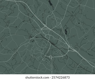 Vector city map of Ashford in the United Kingdom with white roads isolated on a green background.