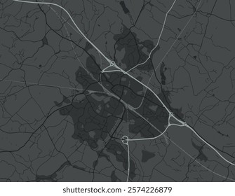 Vector city map of Ashford in the United Kingdom with white roads isolated on a grey background.