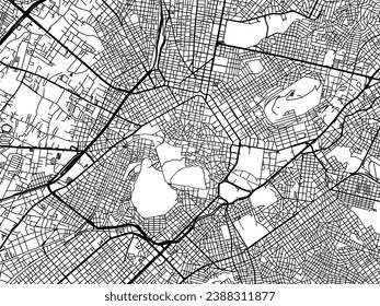 Mapa vectorial de Atenas en Grecia con carreteras negras aisladas en un fondo blanco.
