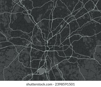 Mapa de la ciudad vectorial de Atlanta Georgia en los Estados Unidos de América con carreteras blancas aisladas en un fondo gris.