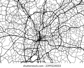 Vector city map of Atlanta Georgia in the United States of America with black roads isolated on a white background.