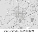 Vector city map of Auburn Alabama in the United States of America with black roads isolated on a grey background.