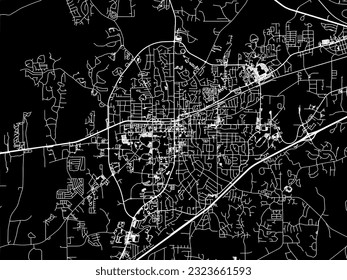 Vector city map of Auburn Alabama in the United States of America with white roads isolated on a black background.