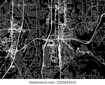 Mapa de la ciudad vectorial de Auburn Washington en los Estados Unidos de América con carreteras blancas aisladas en un fondo negro.