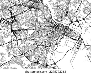 Vector city map of Augusta Georgia in the United States of America with black roads isolated on a white background.