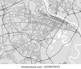 Vector city map of Augusta Georgia in the United States of America with black roads isolated on a grey background.