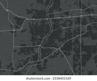 Vector city map of Aurora Illinois in the United States of America with white roads isolated on a grey background.