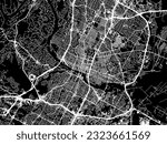 Vector city map of Austin Texas in the United States of America with white roads isolated on a black background.