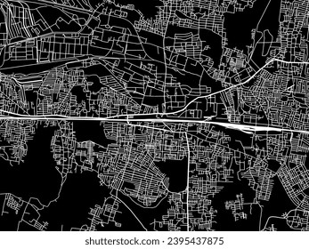 Vector city map of Avadi in the Republic of India with white roads isolated on a black background.