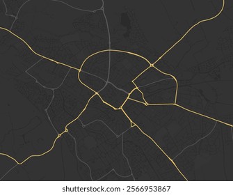 Vector city map of Aylesbury in the United Kingdom with yellow roads isolated on a brown background.